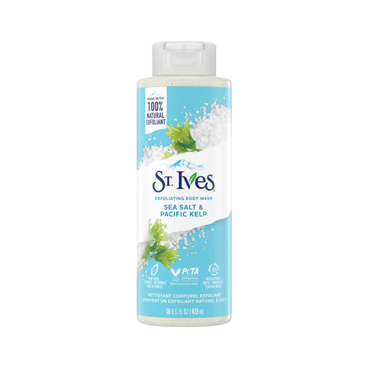 St.Ives Exfoliating Body Wash  Sea Salt & Pacific Kelp 16 Fl Oz / 473ml