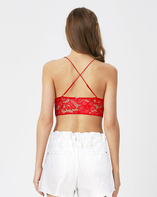 BLS - Belle Non Padded Lace Bralette - Red