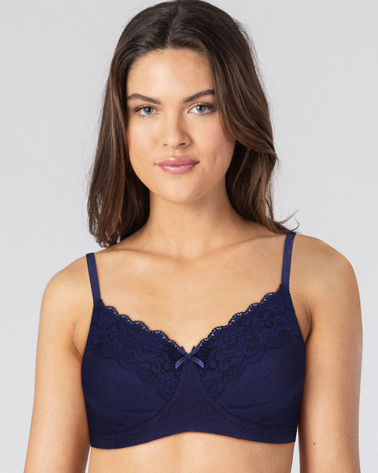 BLS - Caprina Non Wired And Non Padded Cotton Bra - Mid Blue