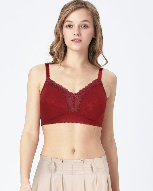 BLS - Colette Non Wired And Non Padded Cotton Bra - Burgundy