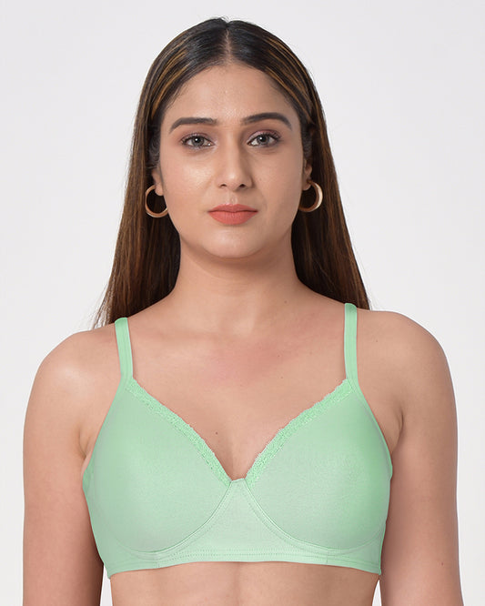 BLS - Colma Non Wired And Padded Cotton Bra - Sea Green