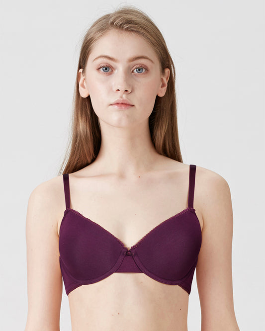 BLS - Colo Wired And Padded Cotton Bra - Patent Purple