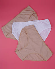 BLS - Paola Highwaisted Cotton Panty - Skin, White, Skin - Pack of 3