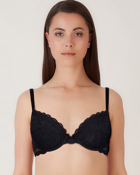 BLS - Passion Wired And Pushup Lace Bra - Black