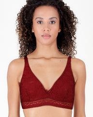 BLS - Pinkie Non Padded Lace Bralette - Burgundy