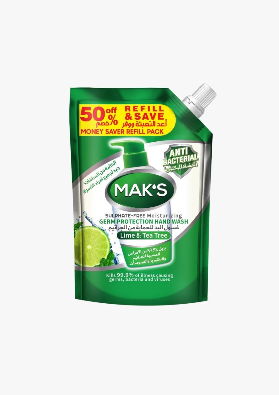 Mak῾S Anti Bacterial Handwash Lime & Tea Tree (Pouch) 600ml