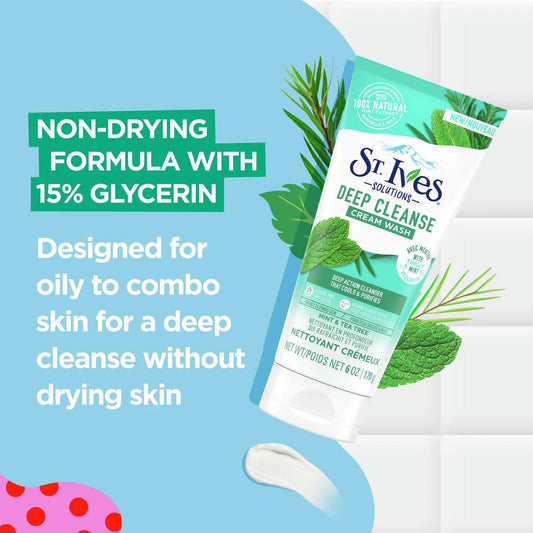 St. Ives Deep Cleanse Anti-Acne Cream Wash 6OZ / 170g