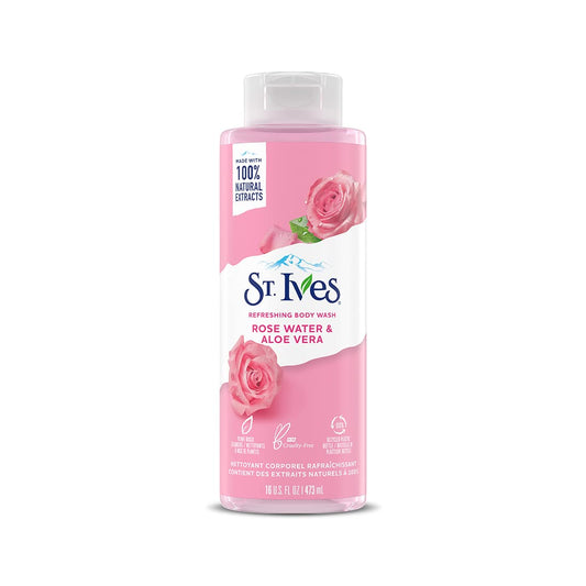 St.Ives Refreshing Body Wash Rose Water & Aloe Vera 16 Fl Oz / 473ml
