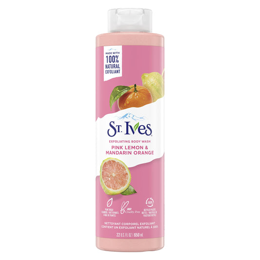 St.Ives Exfoliating Body Wash Pink Lemon & Mandarin Orange 22 Fl Oz / 650ml
